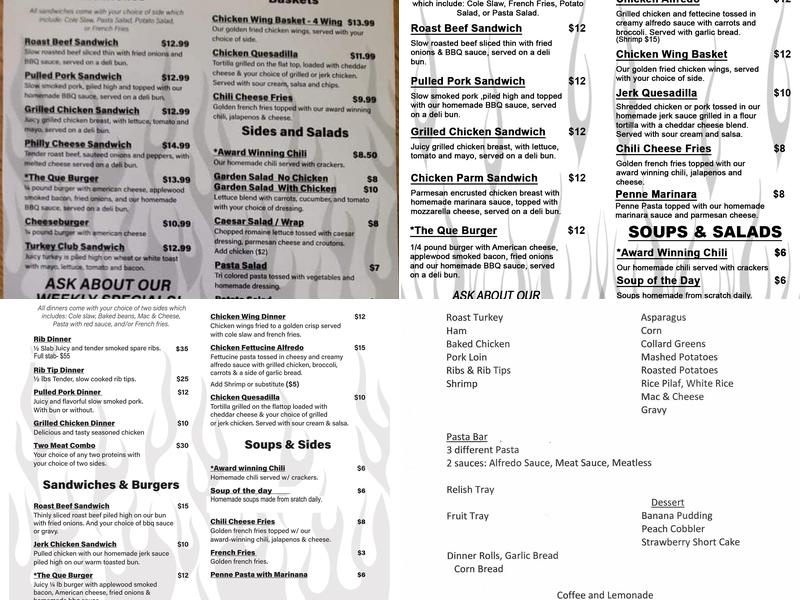 Howard's Que Menu
