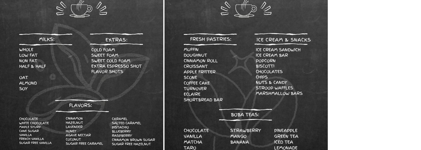 TPW COFFEE BAR Menu