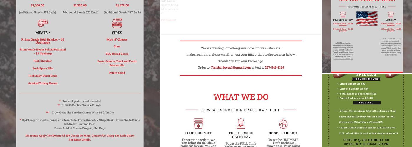 Tim's Barbecue Menu