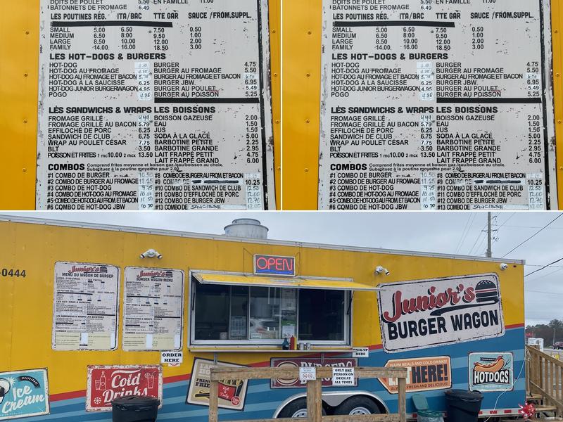 Junior's Burger Wagon Menu