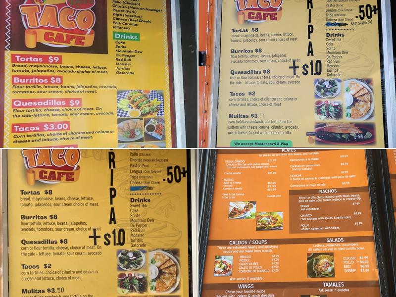 Rico's Taco Cafe Menu