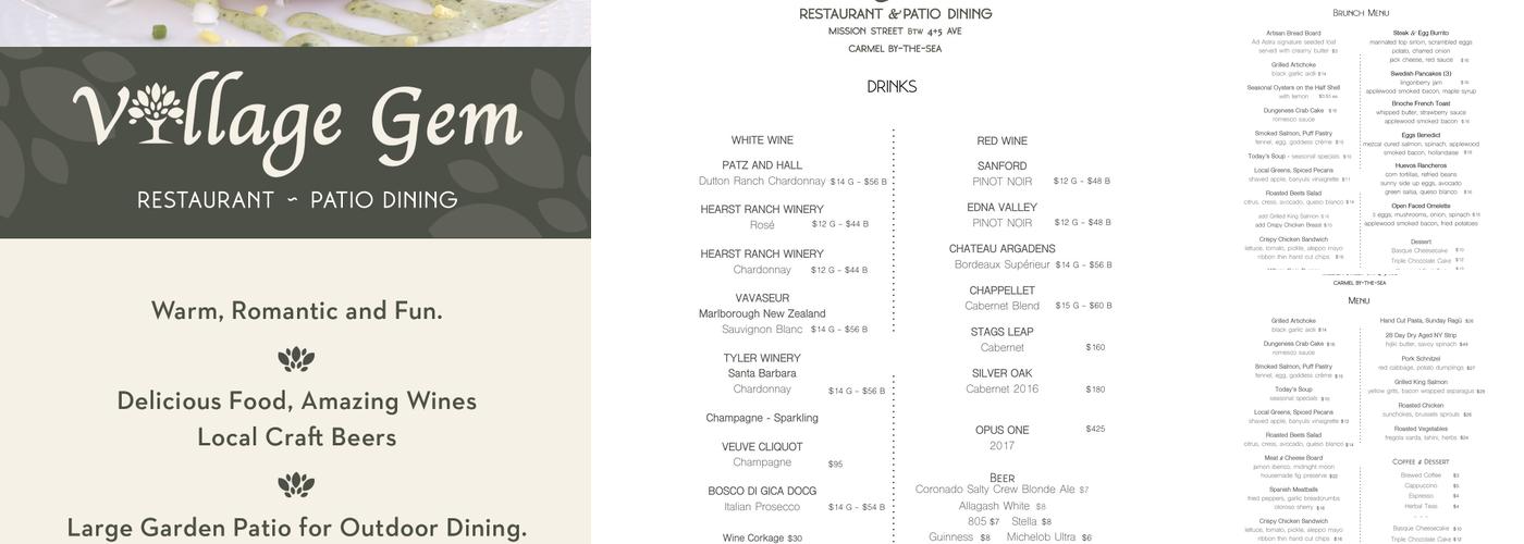 Village Gem Restaurant Menu