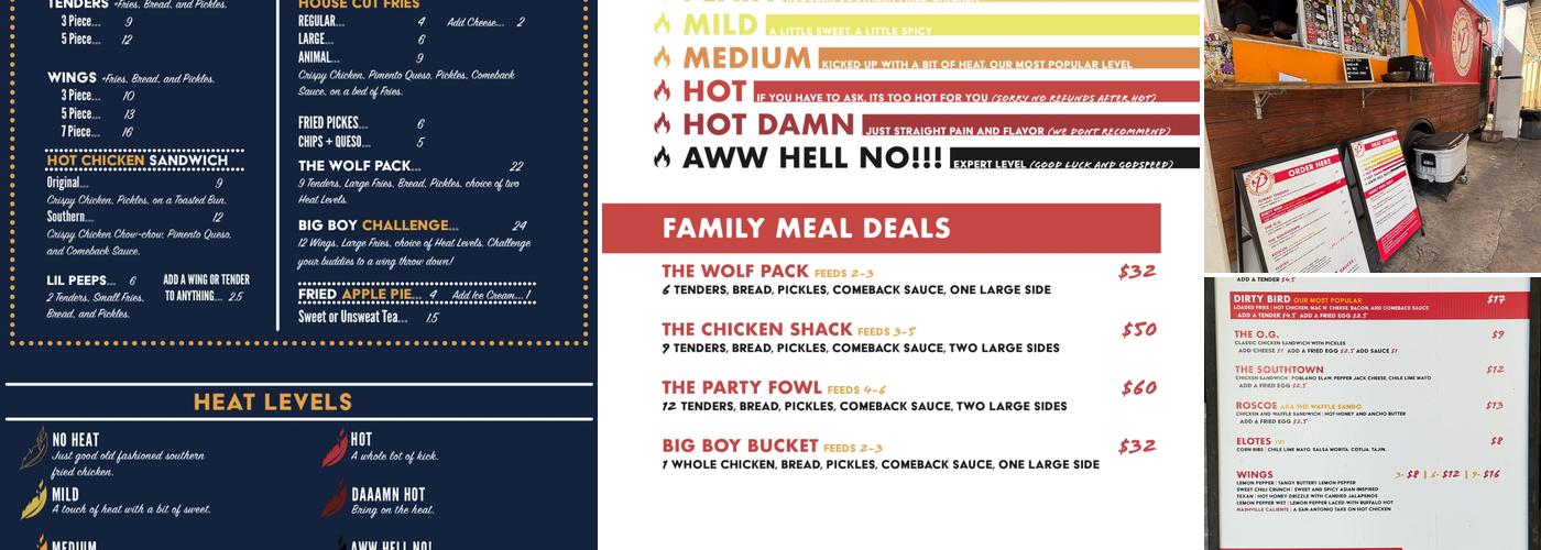 Pete's Hot Chicken Menu