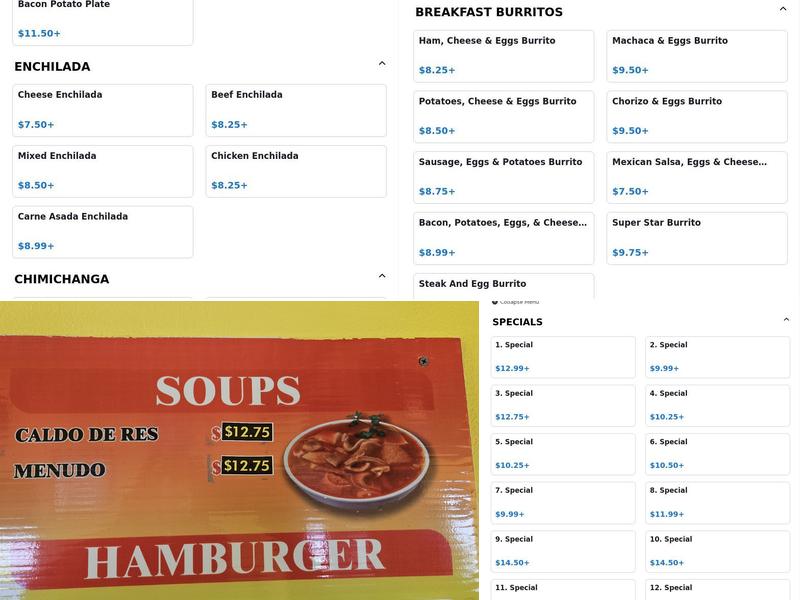 Ricardo's Taco Shop Menu