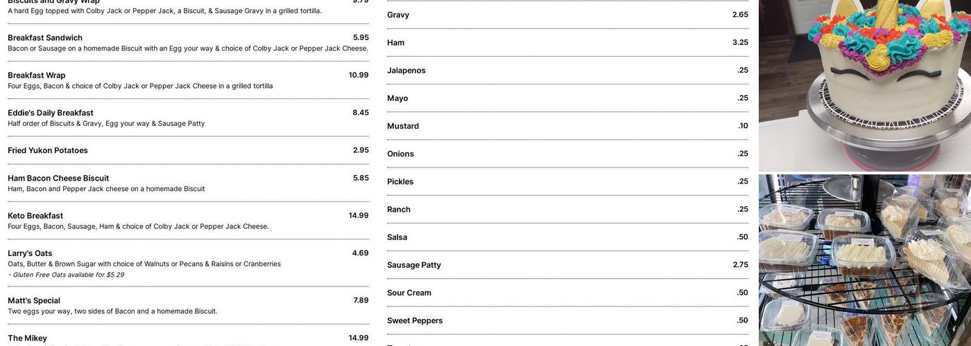 Sunshine & Cinnamon Cafe Menu