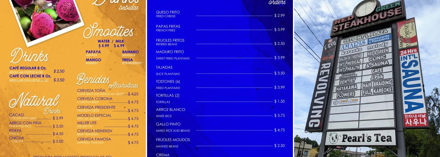 Comida Mexicana Menu