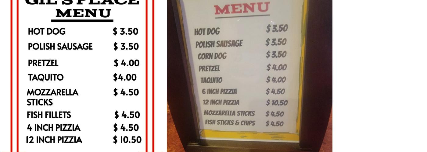 Gil's Place Menu