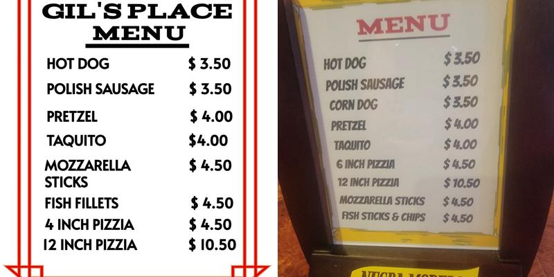 Gil's Place Menu