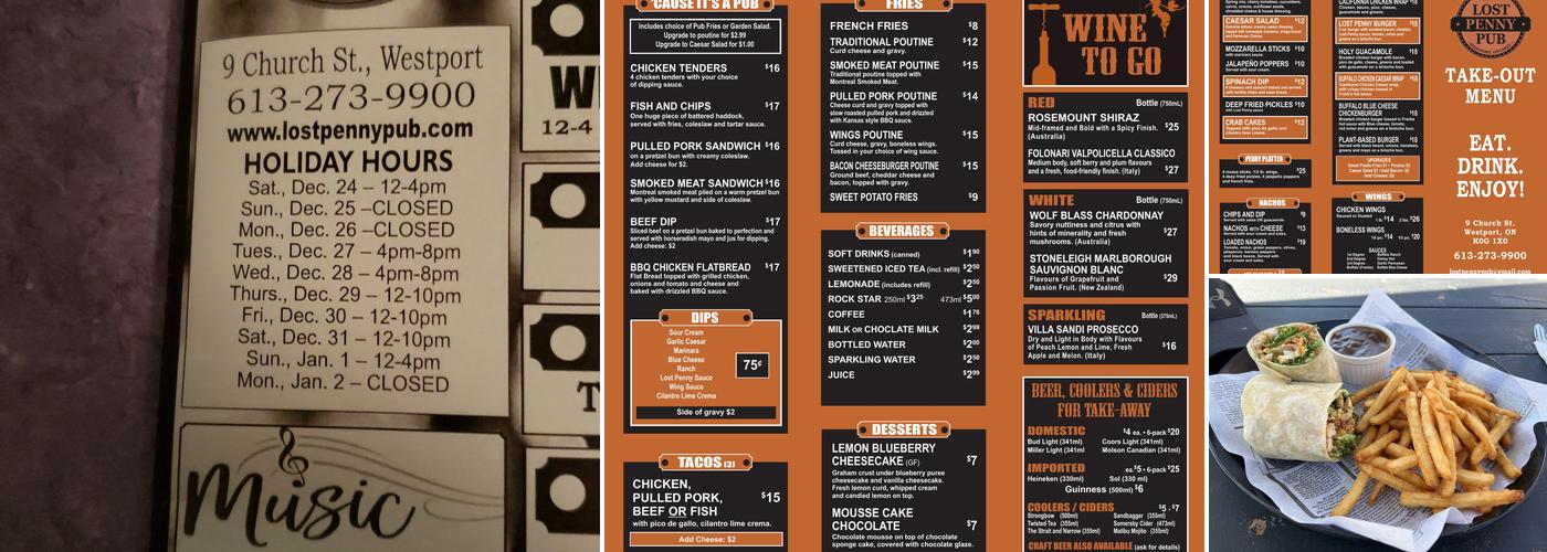 Lost Penny Pub Menu