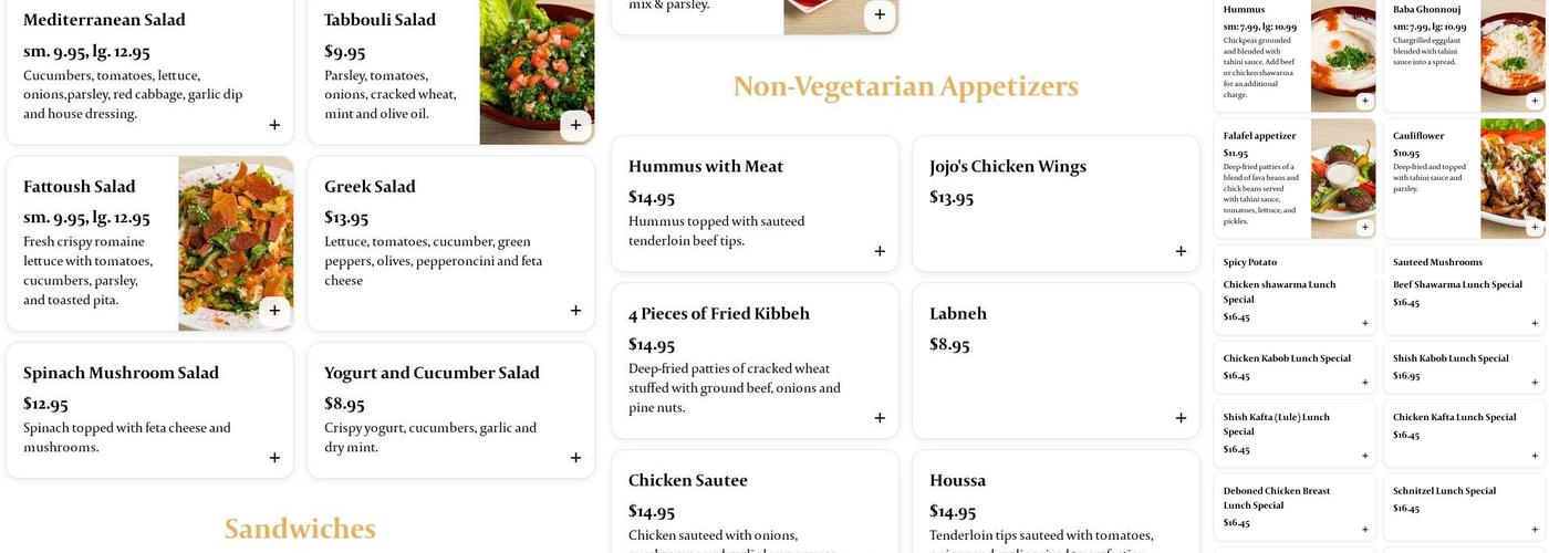 JoJo's Mediterranean Grill Menu