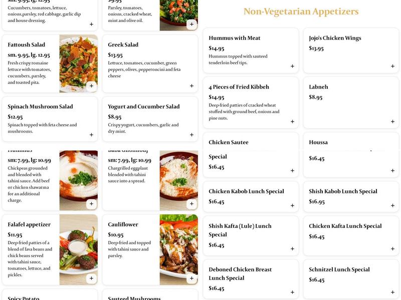 JoJo's Mediterranean Grill Menu