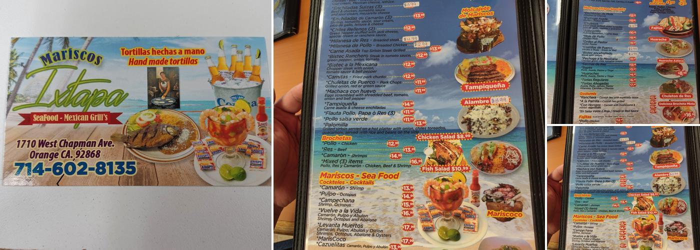 Mariscos Ixtapa Menu