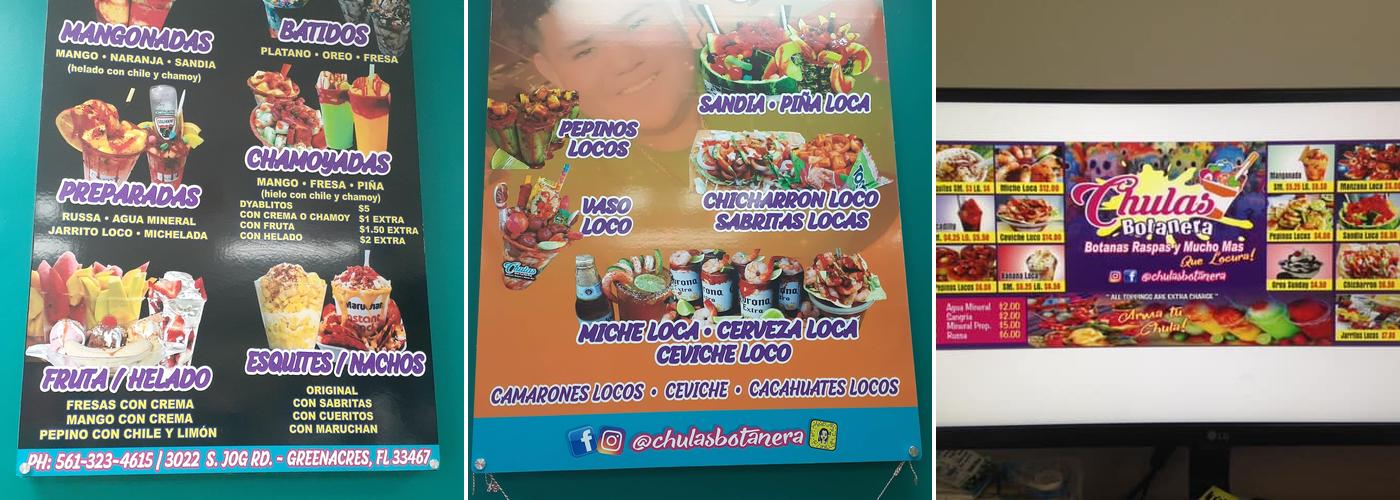 Chulas Menu