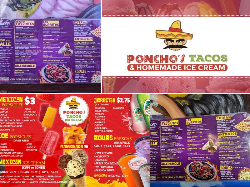 Ponchos Tacos & Mexican Ice Cream | Daytona Beach Menu