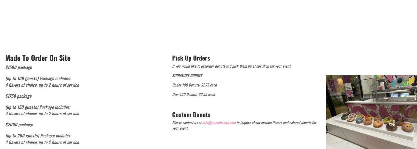 Purvé Donut Stop Menu