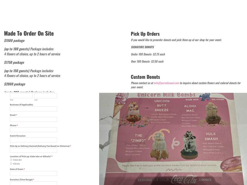 Purvé Donut Stop Menu