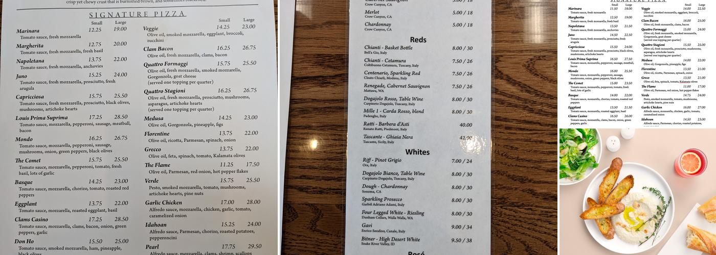 Casanova Pizzeria Menu