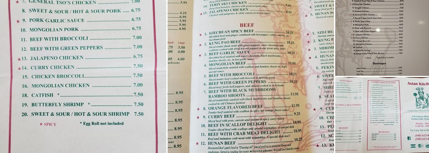 Asian Kitchen Menu