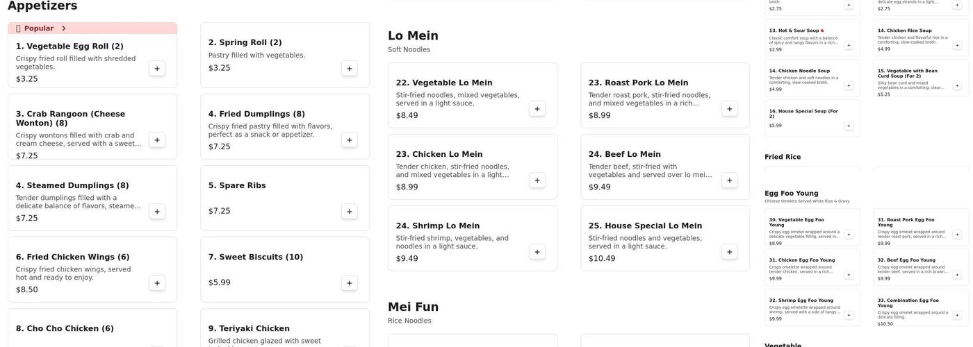 King Buffet Menu