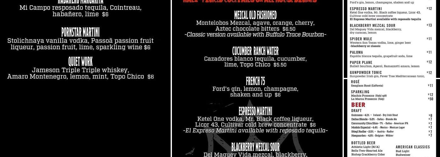 Spider Murphy’s Pub Menu