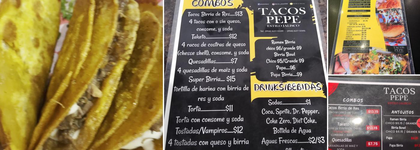 Tacos Pepe Menu