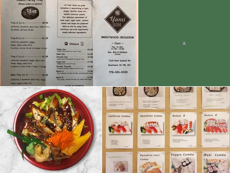 Yami Sushi Menu