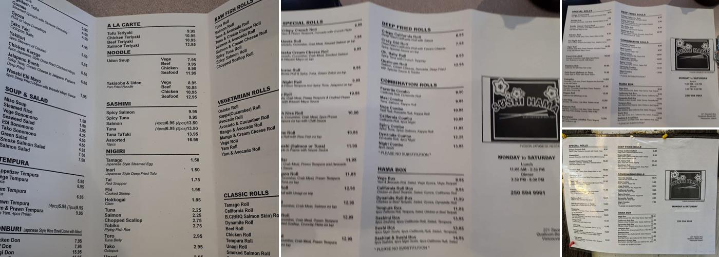 Sushi Hama Menu