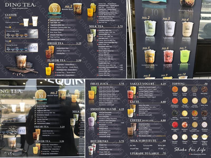 Ding Tea Eagle Rock Menu