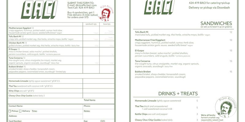 Caffè Baci Menu