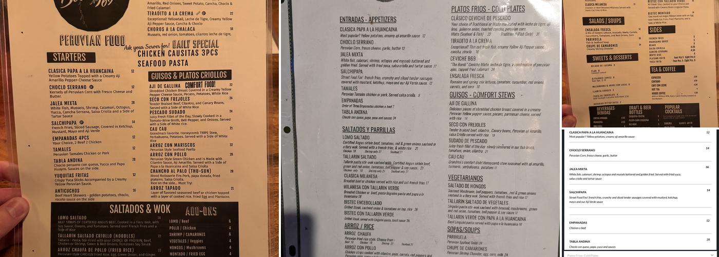 Bodegón No.69 Menu