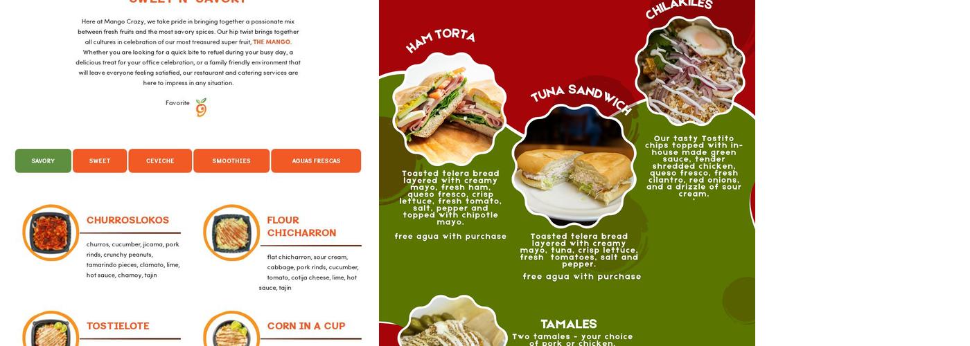 Mango Crazy Menu
