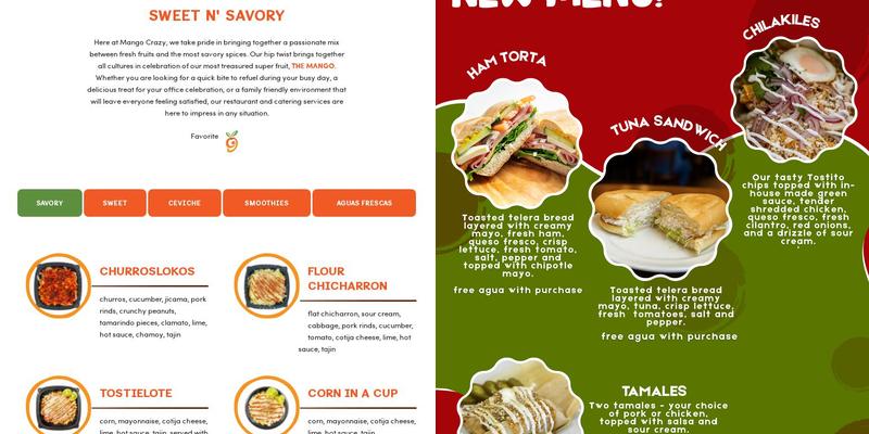 Mango Crazy Menu