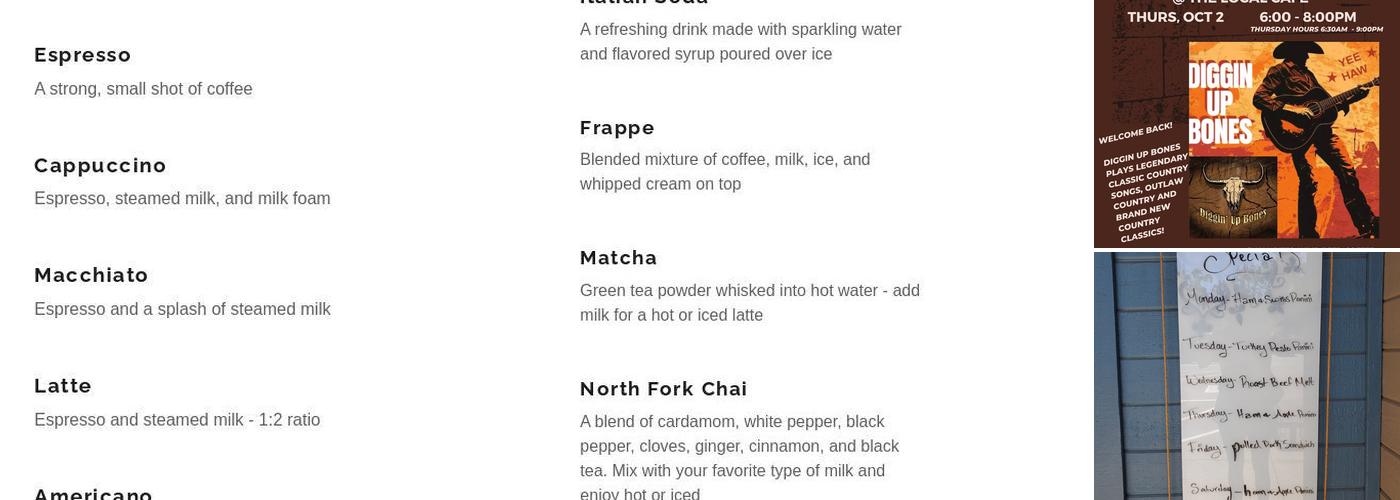 The Local Café Menu