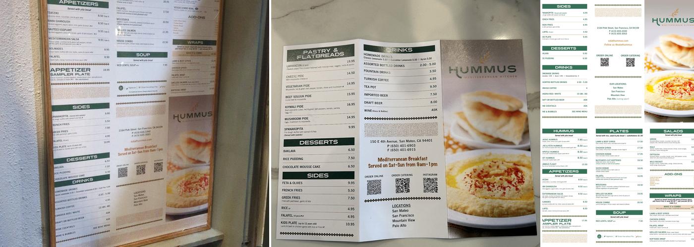 Hummus Mediterranean Kitchen Menu