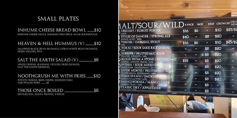 Ghost Town Brewing - Laurel Menu