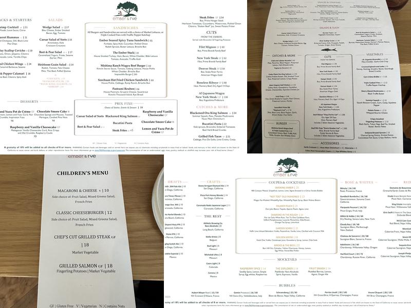 Ember & Rye Menu