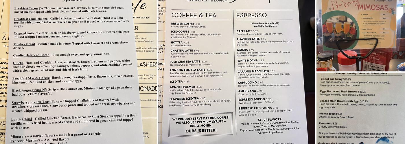 Heritage Cafe Menu