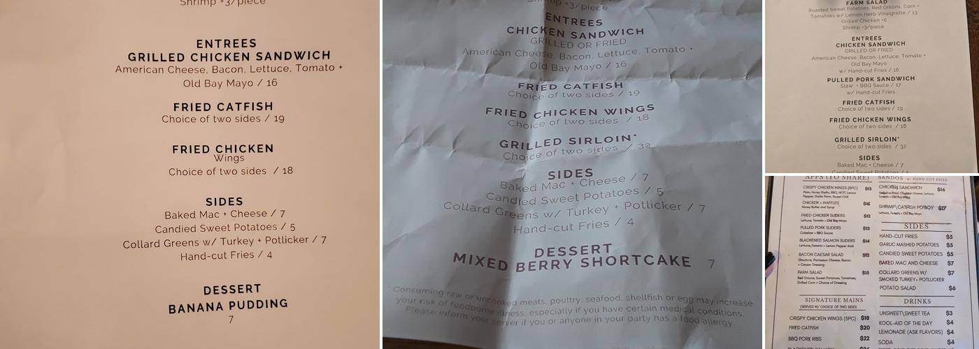 Kin Southern Table + Bar Menu