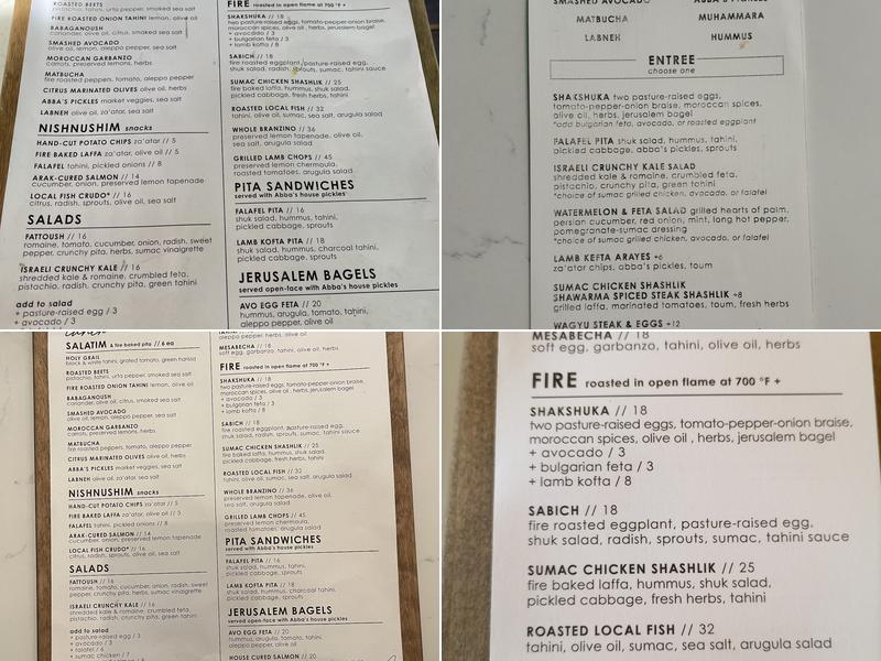 Abbalé Telavivian Kitchen Menu