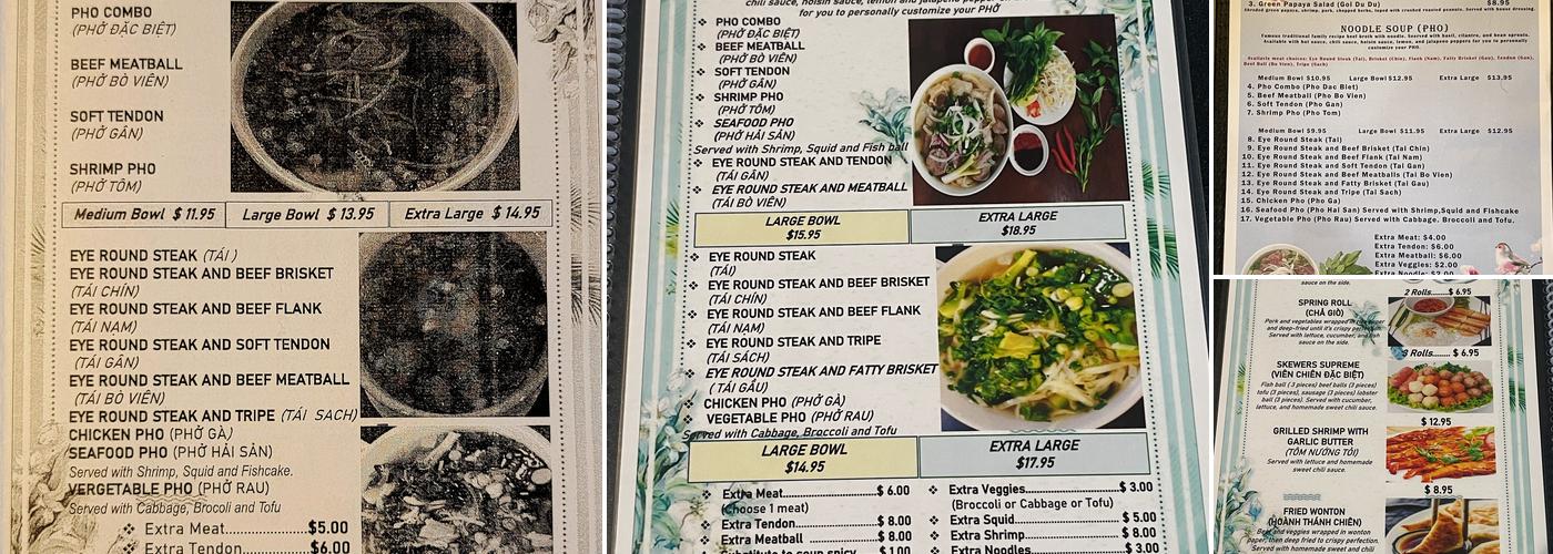 Pho 1 Menu