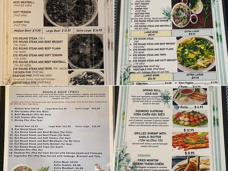 Pho 1 Menu