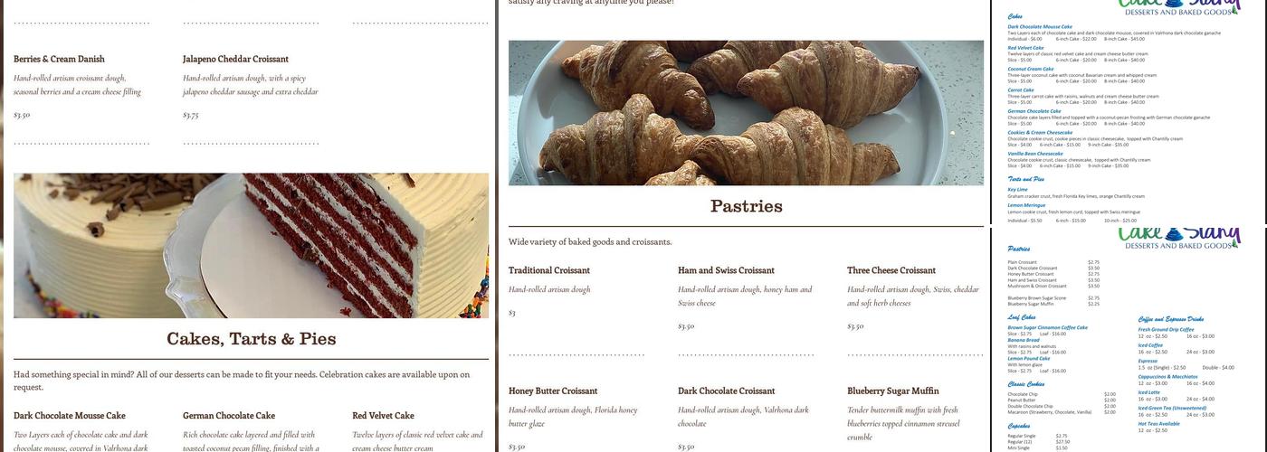 Cake Stand Desserts Menu