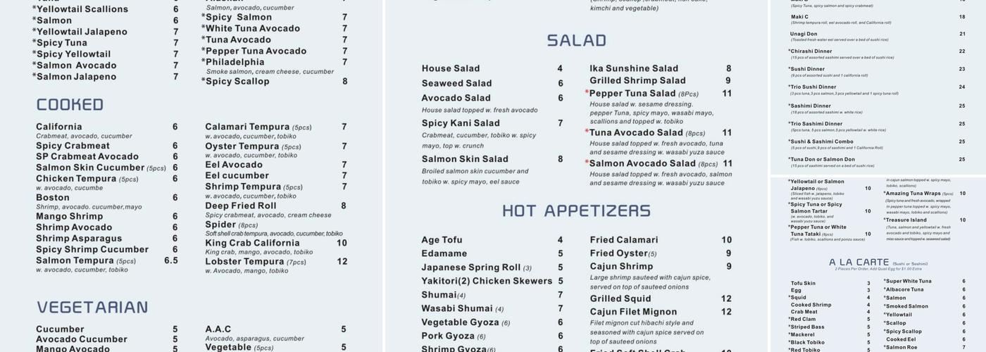 Sushi Hana Savannah Menu