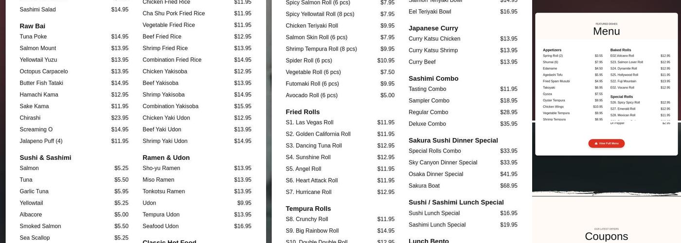 Sakura Ya Menu