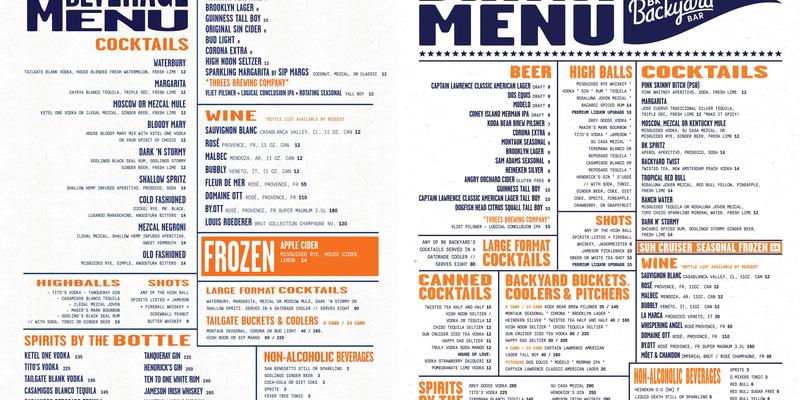 Bk Backyard Bar Menu