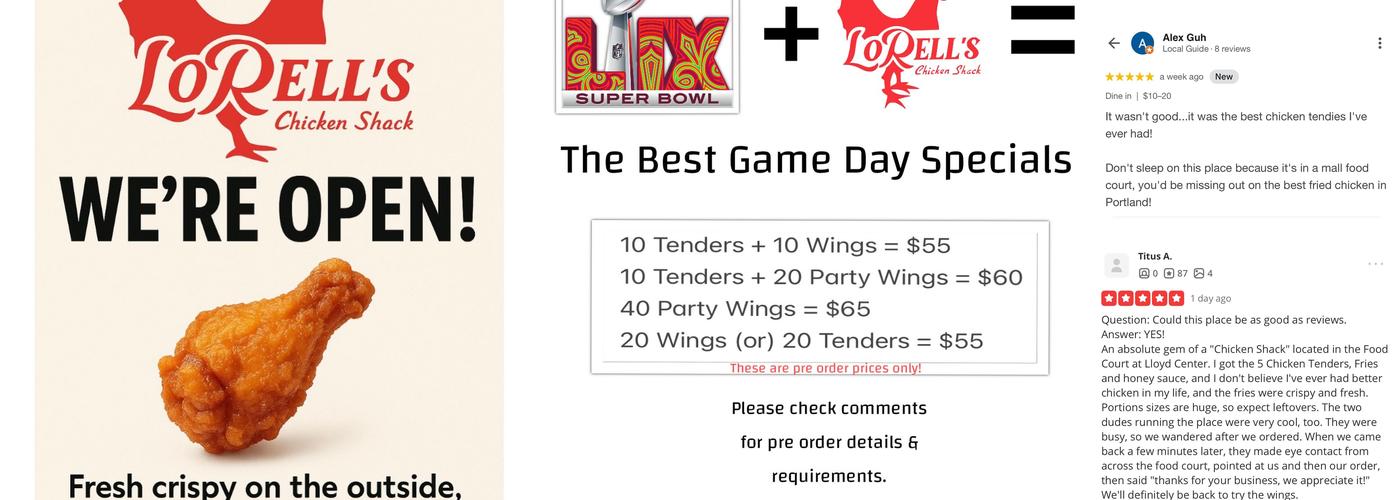 LoRell's Chicken Shack Menu