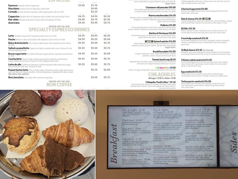 Pan & Coffee Menu