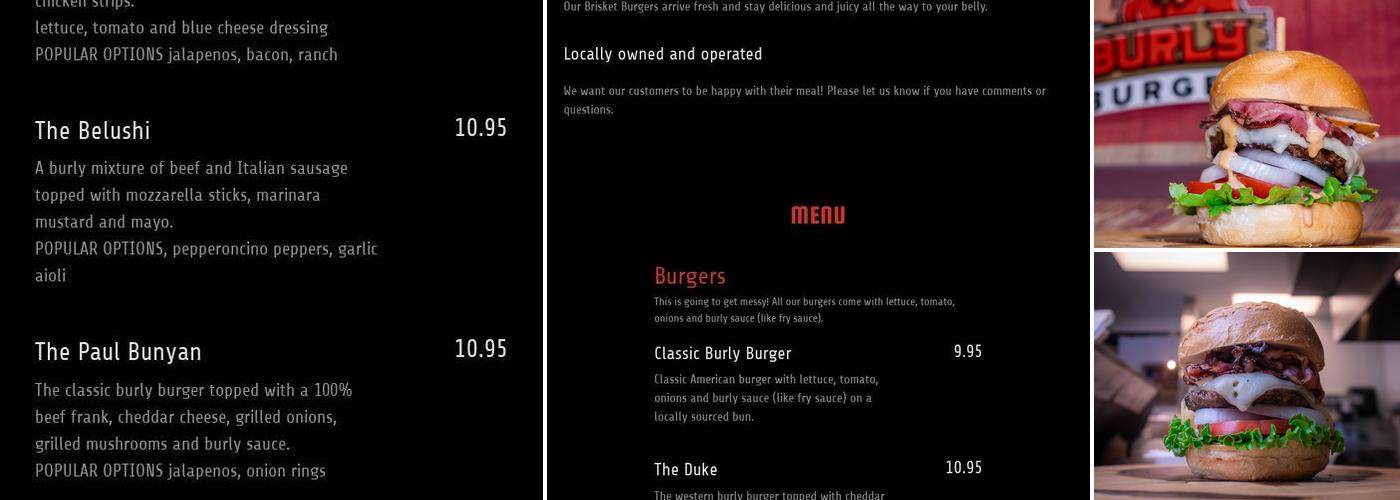 Burly Burger Menu