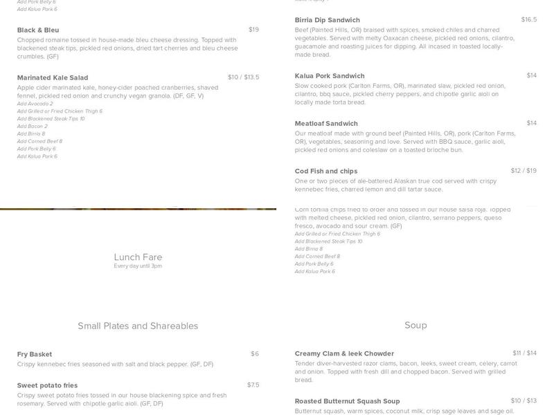 Pub 70 Menu