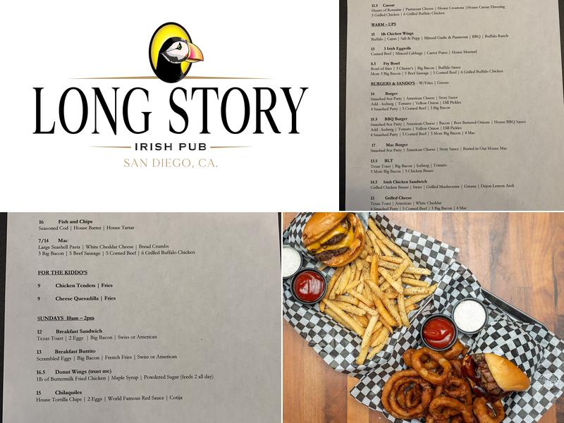 Long Story Irish Pub Menu